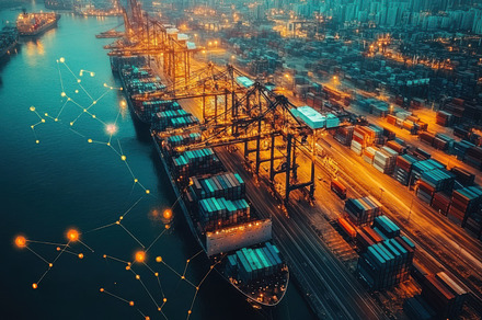 Global Shipping Network Container Po, a Background Photo by Pixeness