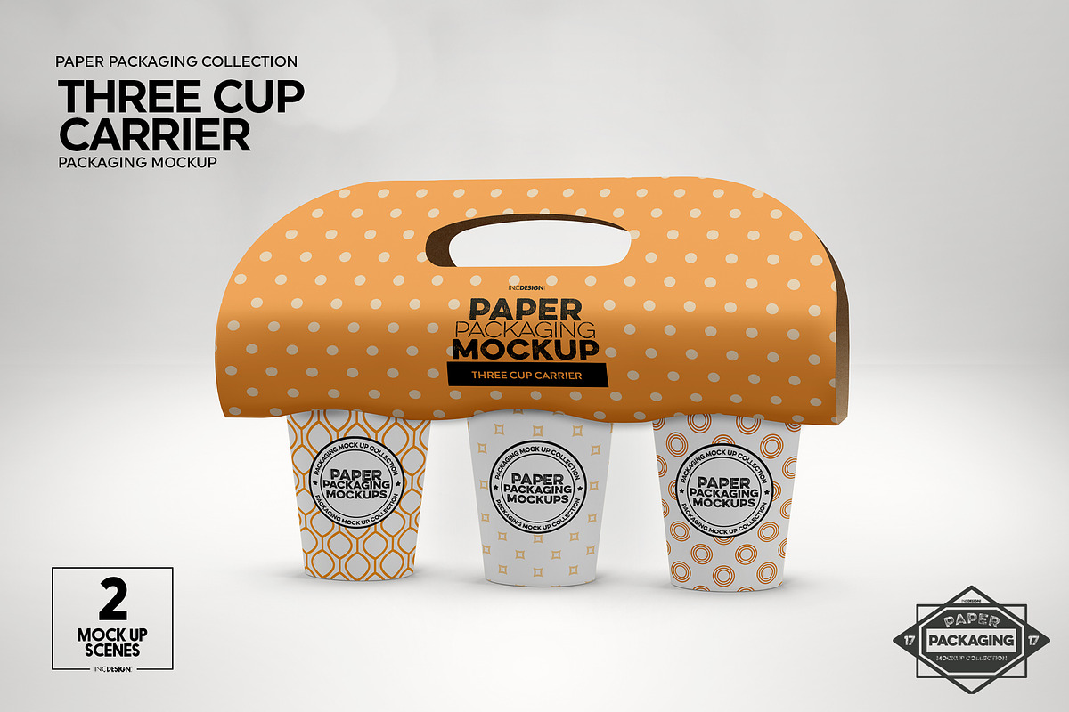 Three Cup Paper Carrier Mockup, a Cups & Container Mockup by INCDesign (Photo 6 of 12)