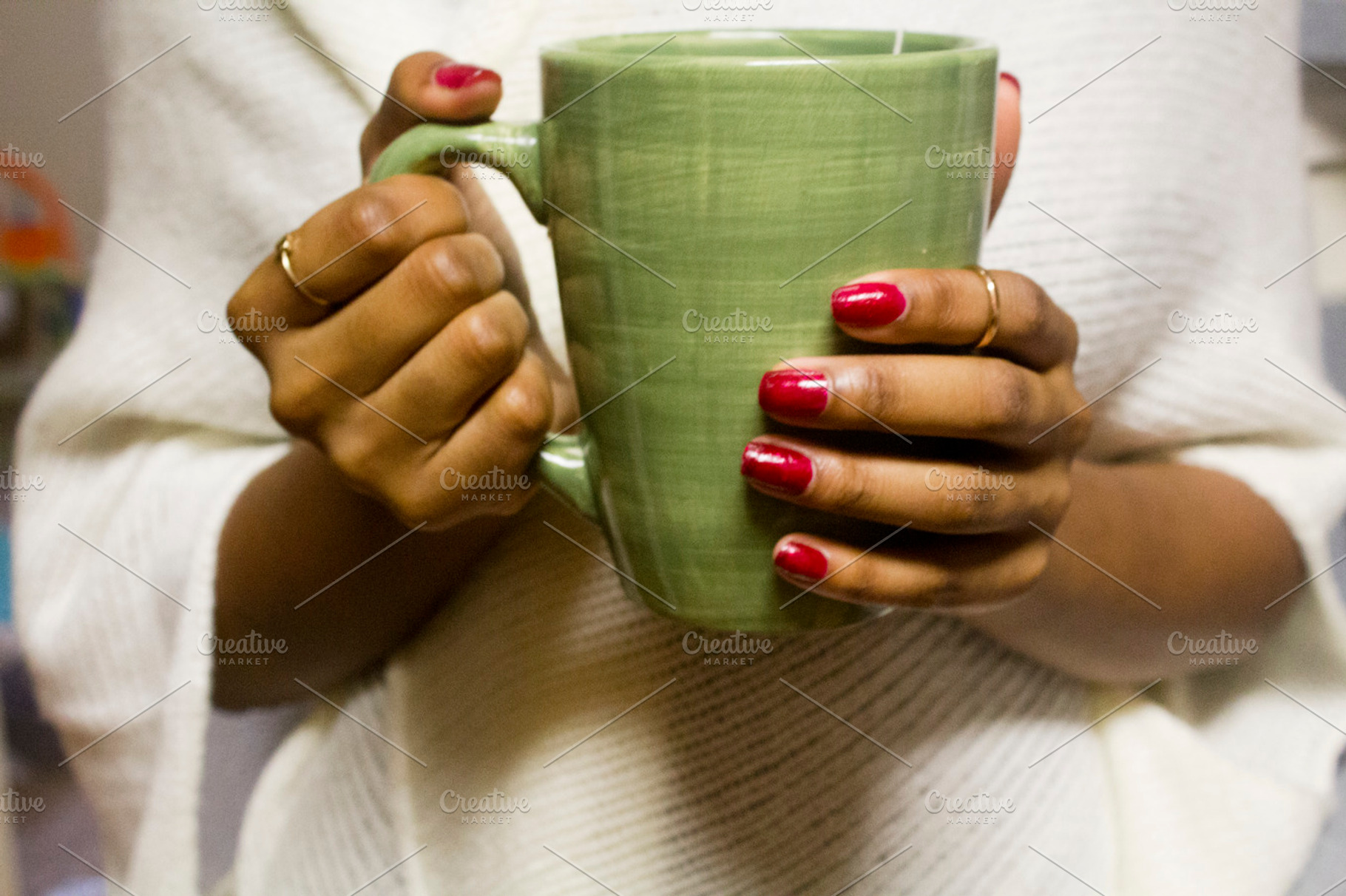 Black Woman Holding Coffee Mug, a Holiday Photo by HUNCreative