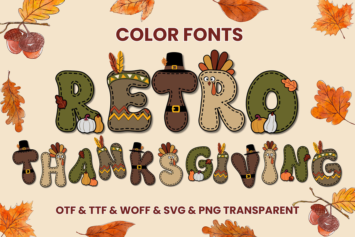 Retro Thanksgiving - Color Fonts, a Font by Adalin Shop (Photo 1 of 9)