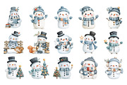 Watercolor Christmas Snowman PNG, a Seasonal Illustration by Nicolle's Colorful Art (Thumbnail 2 of 7)