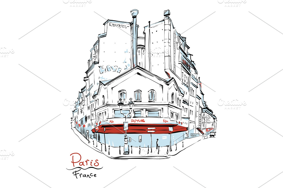 Typical Parisian house, France, an Illustration by kavalenkava