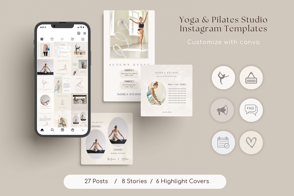 Yoga Studio Instagram Template Canva