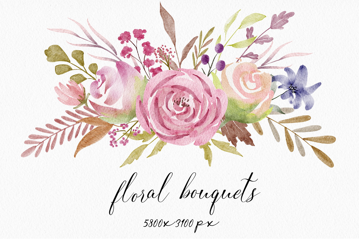 Spring flowers watercolor clipart, an Illustration by LuiDesignStudio (Photo 3 of 5)