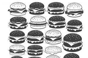 Delicious Burger Illustrations Set, a Food Illustration by CarWrap design