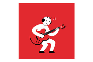 A joyful character playing a red gui, an Illustration by designvectx