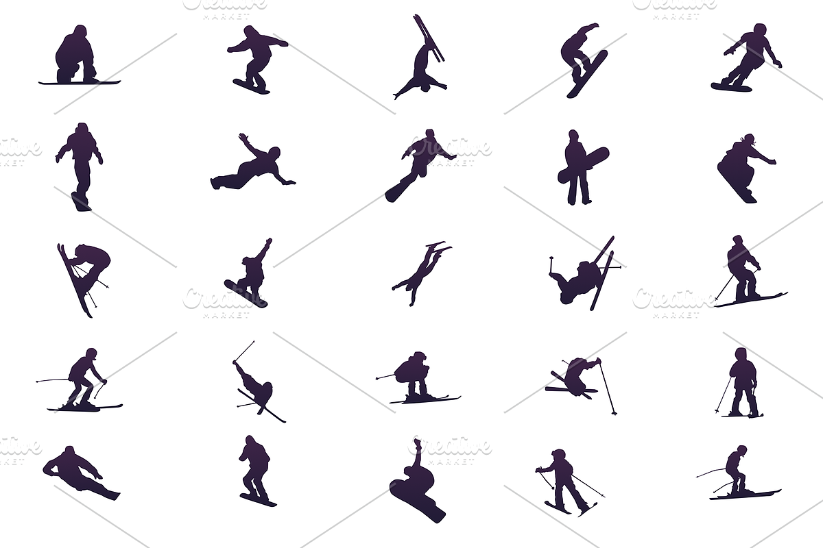Set of skiers and snowboarders, a Person Illustration by ProArt