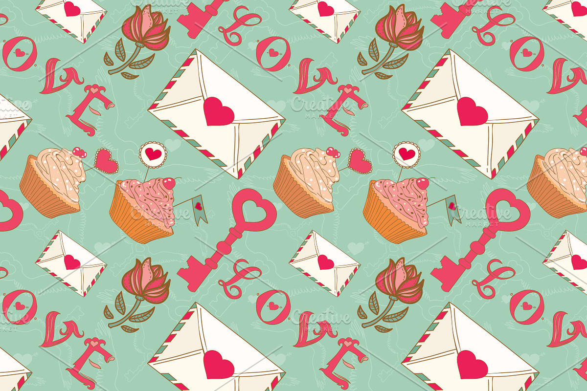 Vector Valentine's Day patterns., a Pattern Graphic by Little A (Aigul) (Photo 1 of 3)