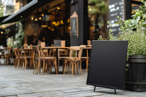 Outdoor Coffee Sign Mockup, a Templates & Theme by VetalStock