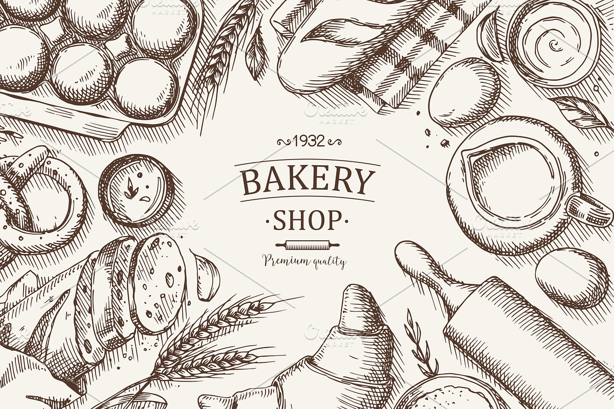 Sketch Bakery Hand Drawn Set, a Food Illustration by natadanko (Photo 2 of 3)