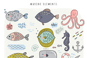 Marine. Design set., an Animal Illustration by kuchuk_design (Thumbnail 3 of 5)
