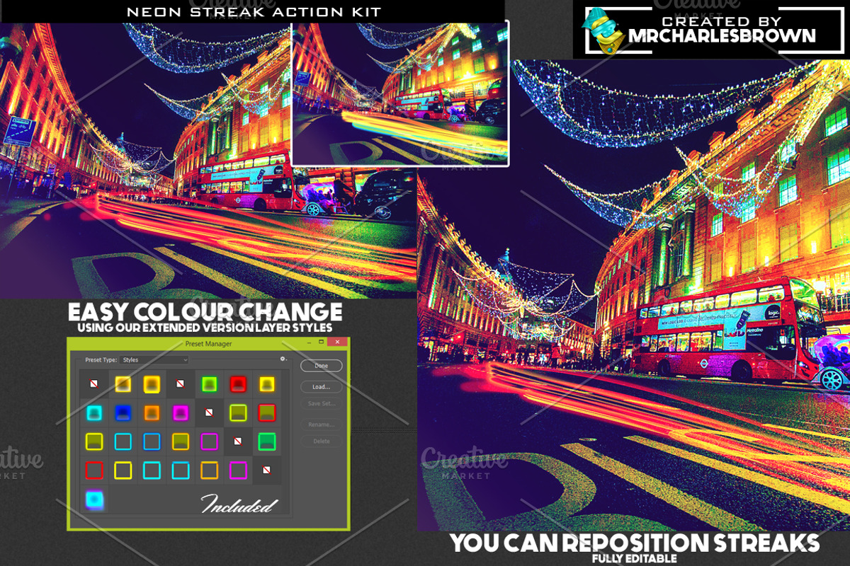 Neon Streak Action Kit, a Brushes & More by mrcharlesbrown (Photo 5 of 11)