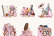 Watercolor Pajama Party Clipart, a Person Illustration by BusyDaydesign (Thumbnail 2 of 9)