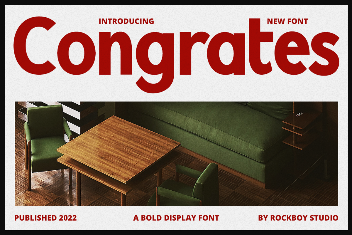 Congrates - Logo Font, a Sans Serif Font by RockboyStd (Photo 1 of 12)