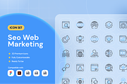 Seo Web Marketing Icon Set, an Outline Icon by Nathaya Studio (Thumbnail 1 of 2)