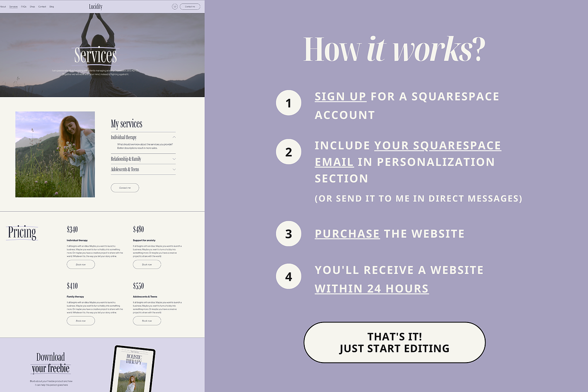 Therapist Squarespace Template, a Squarespace Template by Eden Origin Studio (Photo 5 of 11)