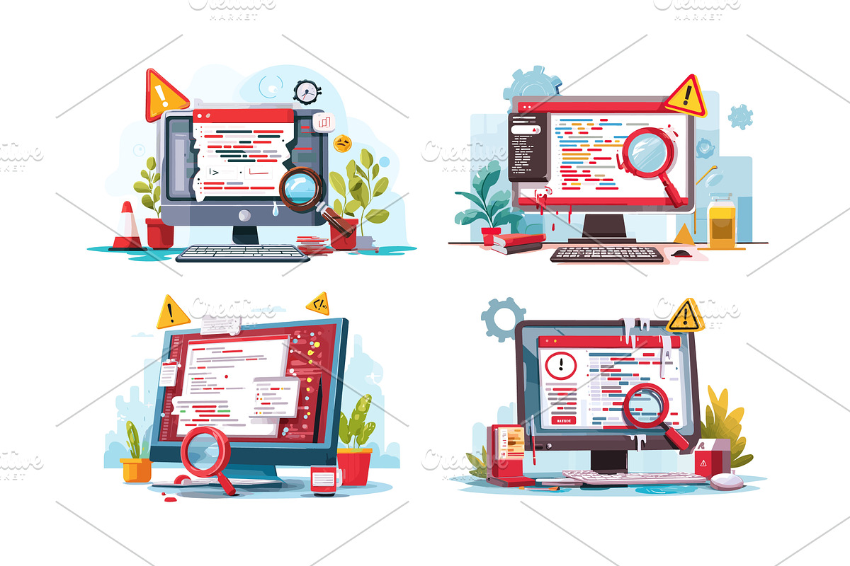Code testing debugging software, a Technology Illustration by Onyx