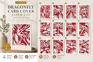 Dragonfly Card Cover Paper Cut 12