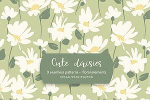 Cute Daisies. Seamless Patterns