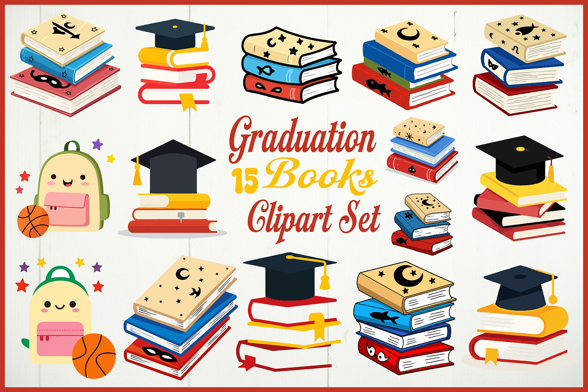 Graduation Books Clipart Set, an Object Graphic by Designs_River (Photo 1 of 16)