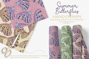 Summer Butterflies Seamless Patterns