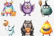 Cute Halloween Monsters Clipart, an Illustration by Black Bird Studio (Thumbnail 3 of 6)