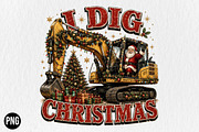 I Dig Christmas Excavator Santa PNG, a Seasonal Illustration by CraftArtStudio (Thumbnail 1 of 4)