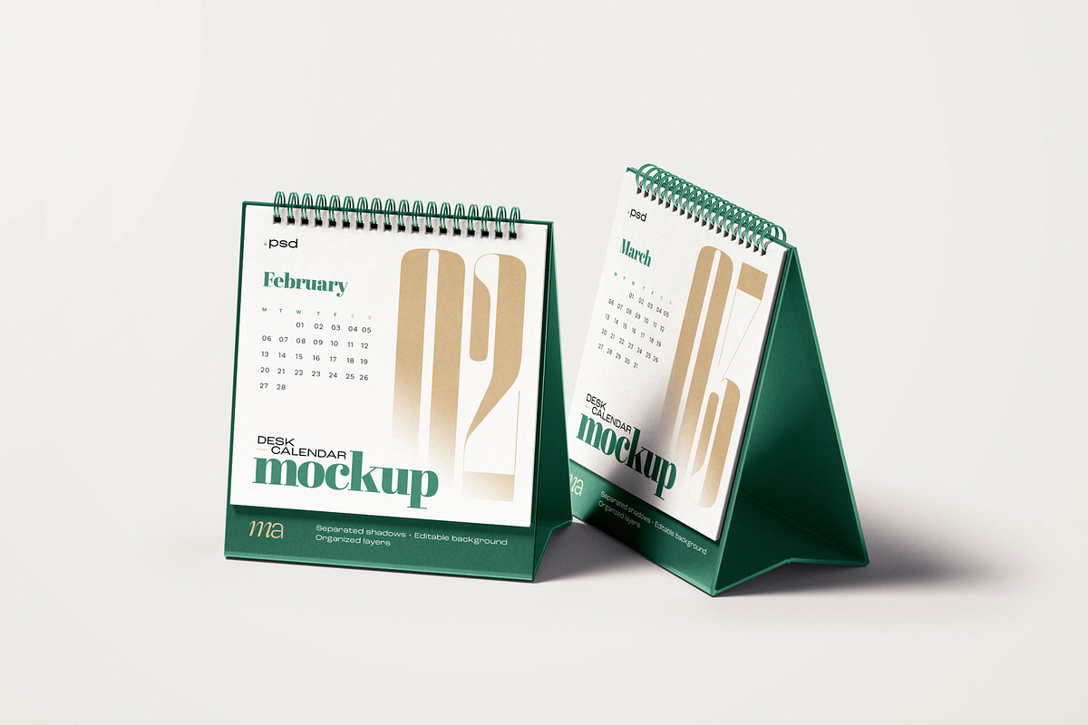 Square Desk Calendar Mockup Set, a Print Template by mockupatelier (Photo 10 of 10)