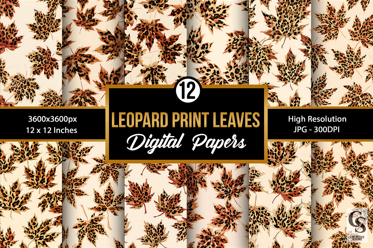 Leopard Print Maple Leaves Pattern, a Pattern Graphic by Creative Store (Photo 1 of 5)