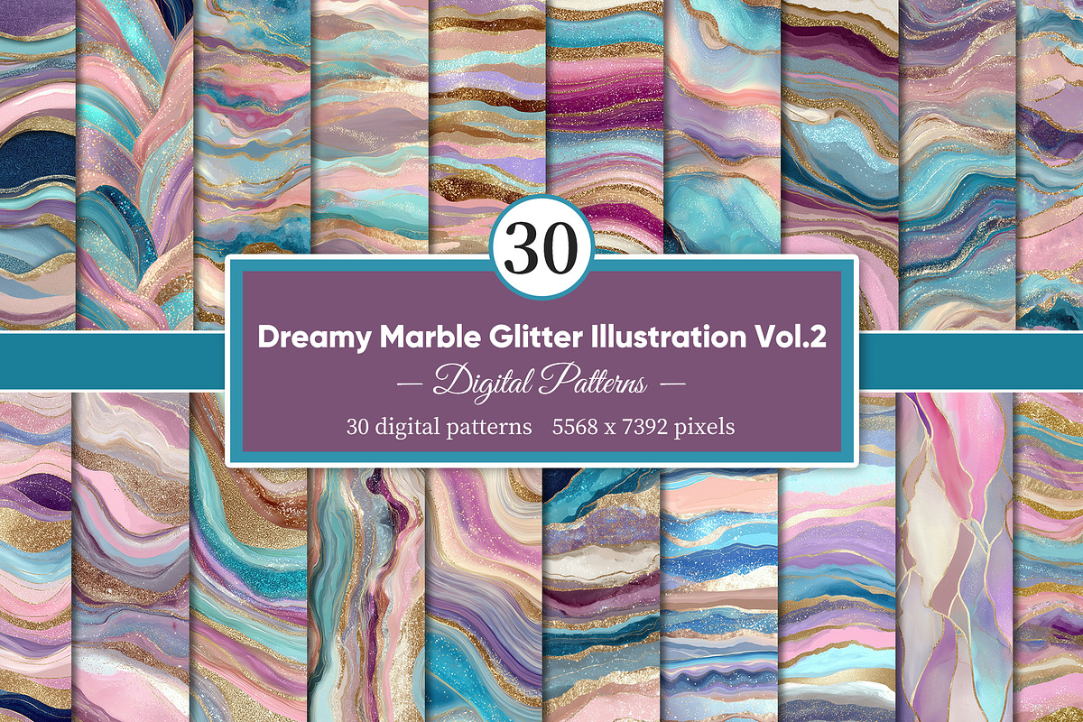 Dreamy Marble Glitter Illustration 2, a Decorative Illustration by Housui Patterns (Photo 1 of 9)