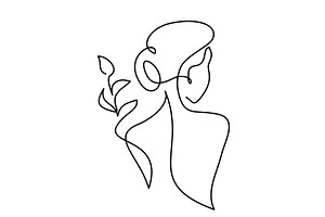 Elegant Woman With Plant Logo One