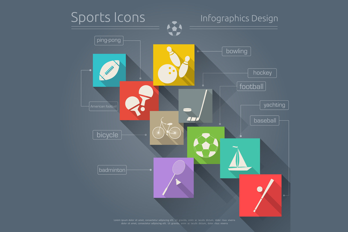 Flat Sports Icons Set, a Sport Illustration by ELFIVETROV DESIGN