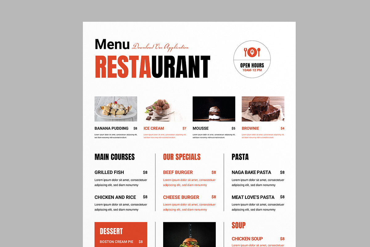 Minimalist Food Menu Template preview 4