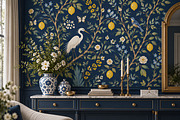 Midnight Heron | Botanical Wallpaper, a Wallpaper Graphic by by creative paper (Thumbnail 6 of 15)