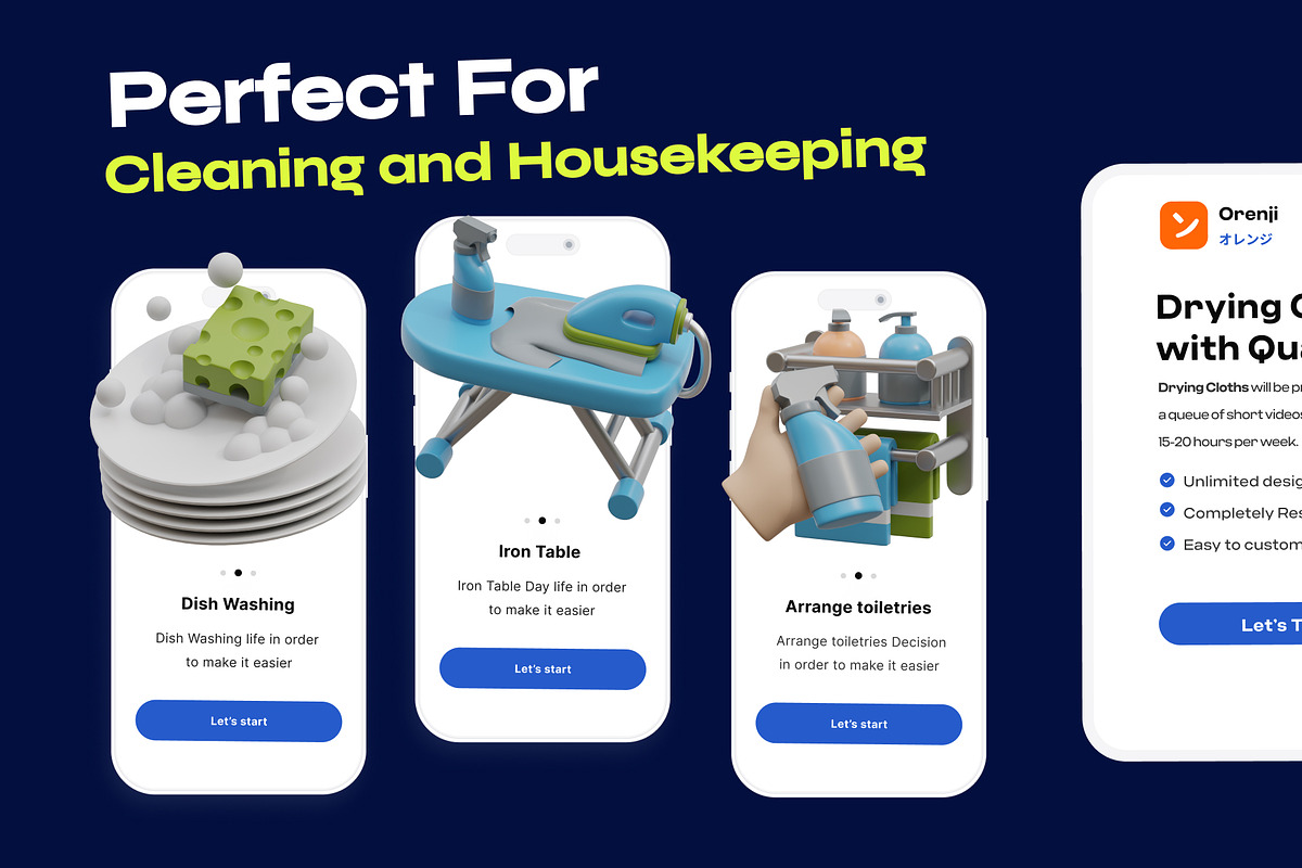 Cleaning & Housekeeping 3D Icon Set, an Environmental 3D Model by orenjidesign (Photo 6 of 8)