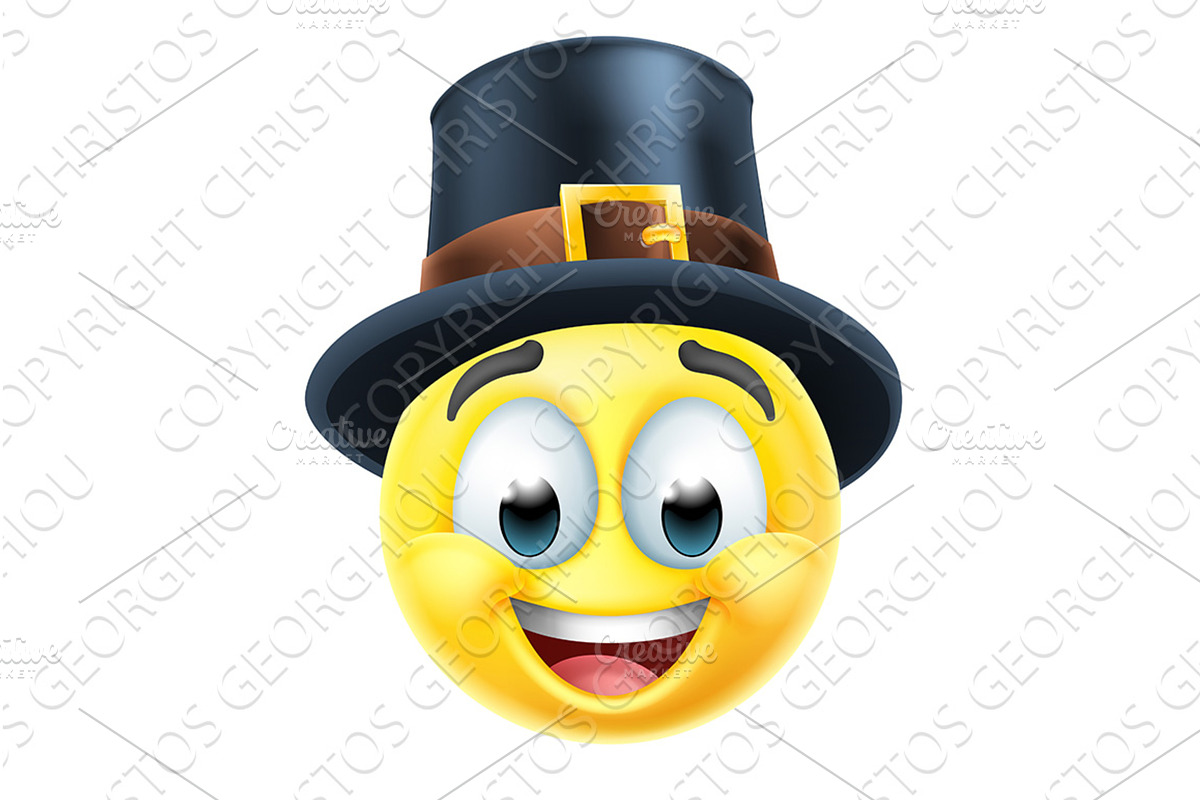 Thanksgiving Pilgrim Emoticon Emoji, an Object Illustration by Christos Georghiou