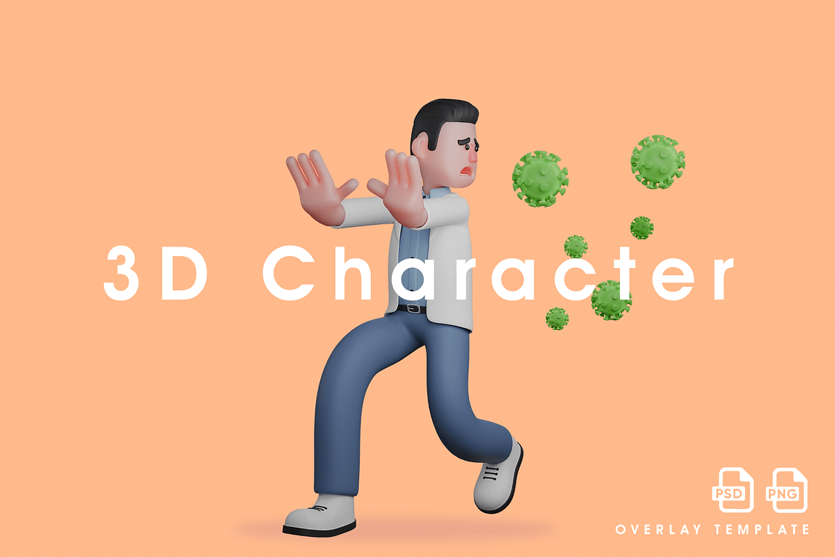 Character Avoiding Viruses, a Person Illustration by overlaytemplates