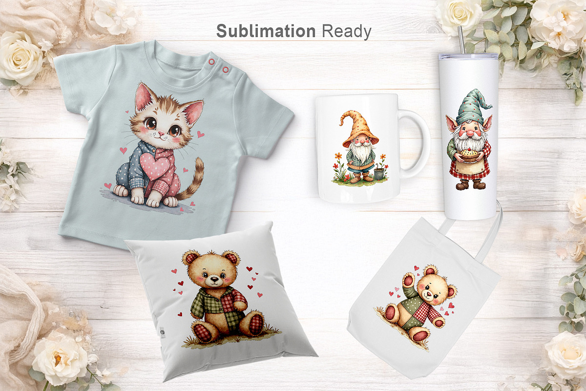 Patchwork Watercolor Animal & Gnomes, an Illustration by Artnoy (Photo 6 of 8)