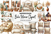 Watercolor Boho Interior Clipart, an Illustration by DreamArtGraphic (Thumbnail 1 of 5)
