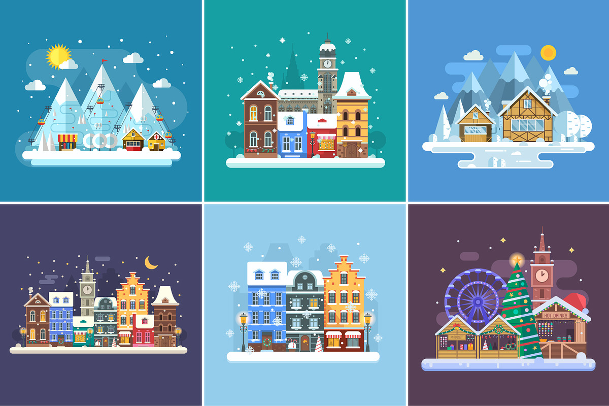 Winter Backgrounds and Landscapes, a Decorative Illustration by Alex Krugli (Photo 2 of 11)