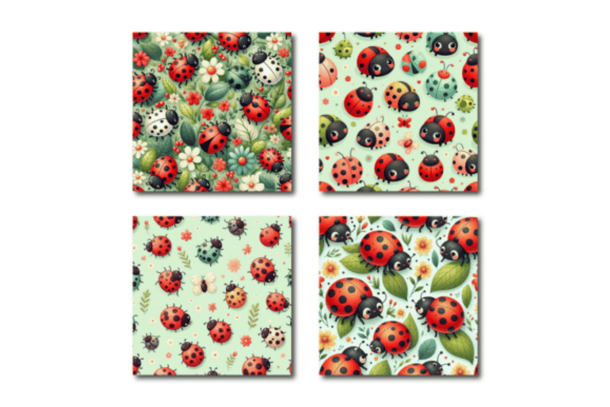 Ladybug Patterns Digital Papers, a Pattern Graphic by Dizzy Art Studio (Photo 3 of 3)