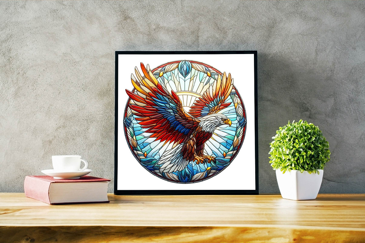Stained Glass Eagle Clipart Bundle, an Illustration by SVGArt (Photo 3 of 7)