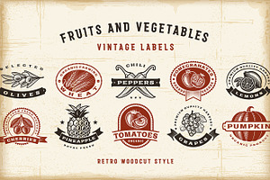 Vintage Fruits And Vegetables Labels