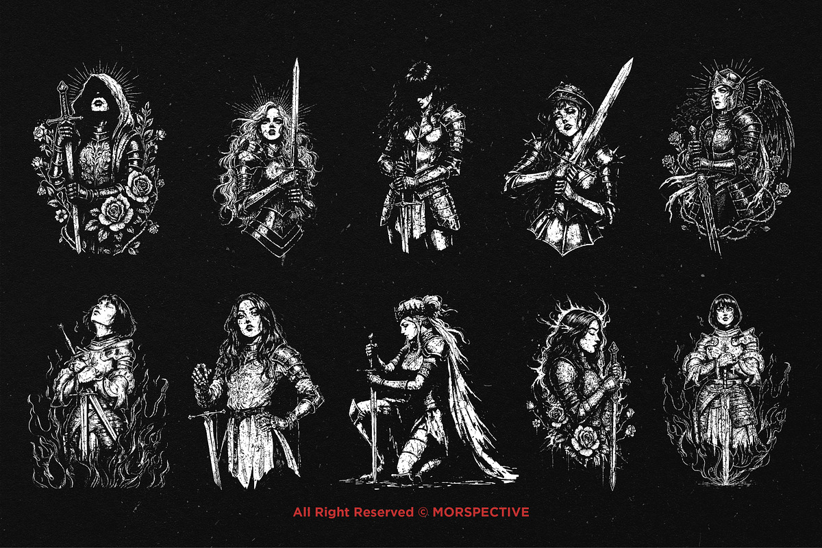 10 Bundle Dark Art Women Soldier, an Illustration by Morspective (Photo 6 of 7)