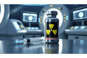 Medical vial labeled radioactive, an Illustration by tilialucida