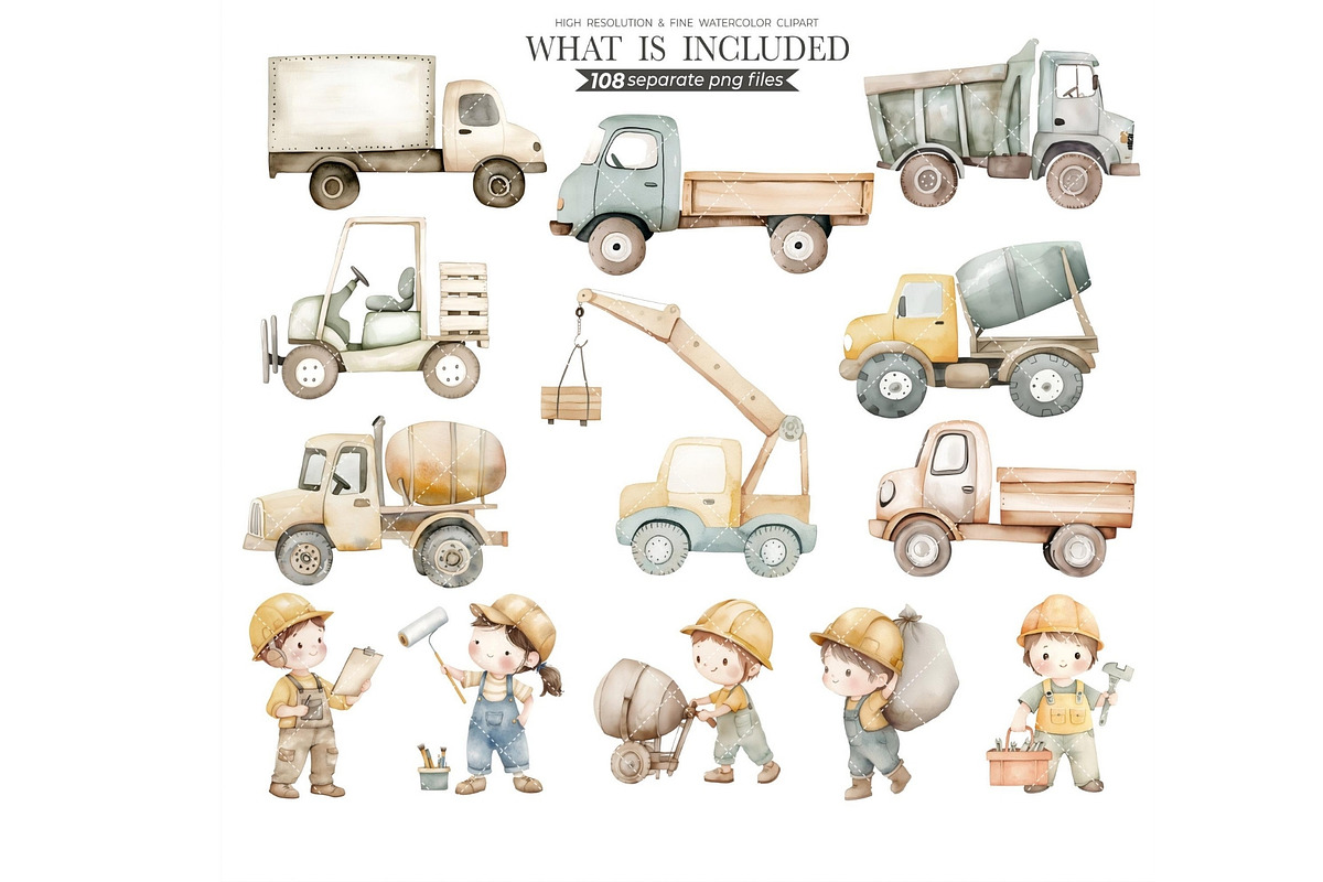 Construction Watercolor Clipart, an Illustration by CharmClipart (Photo 4 of 8)