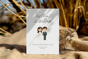 Cute Cartoon Wedding Invitation Card, an Invitation Template by Filip Studio