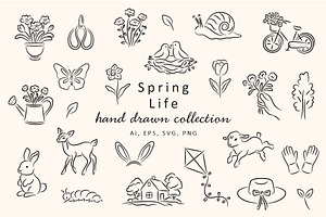 Hand Drawn Spring Illustration set