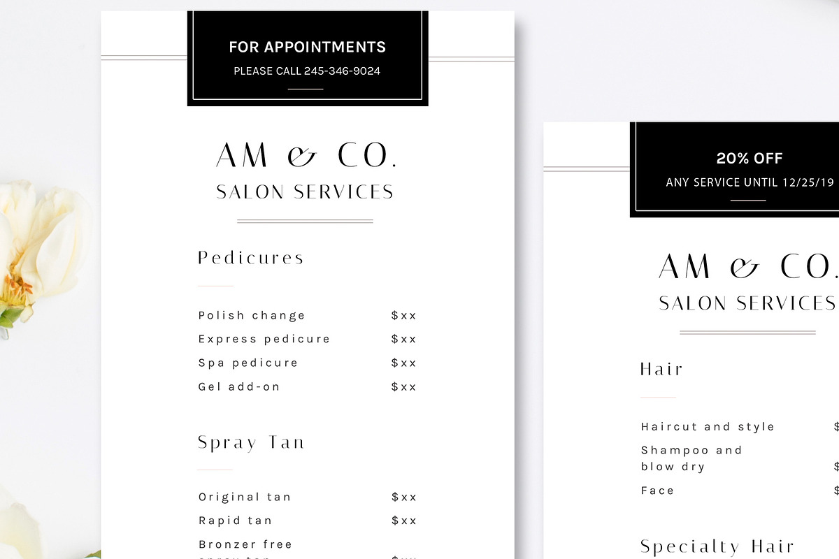 Modern Salon Rack Card Template, a Card Template by Marham Labeling Co (Photo 2 of 2)