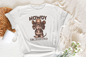 Howdy Dachshund Png, Western